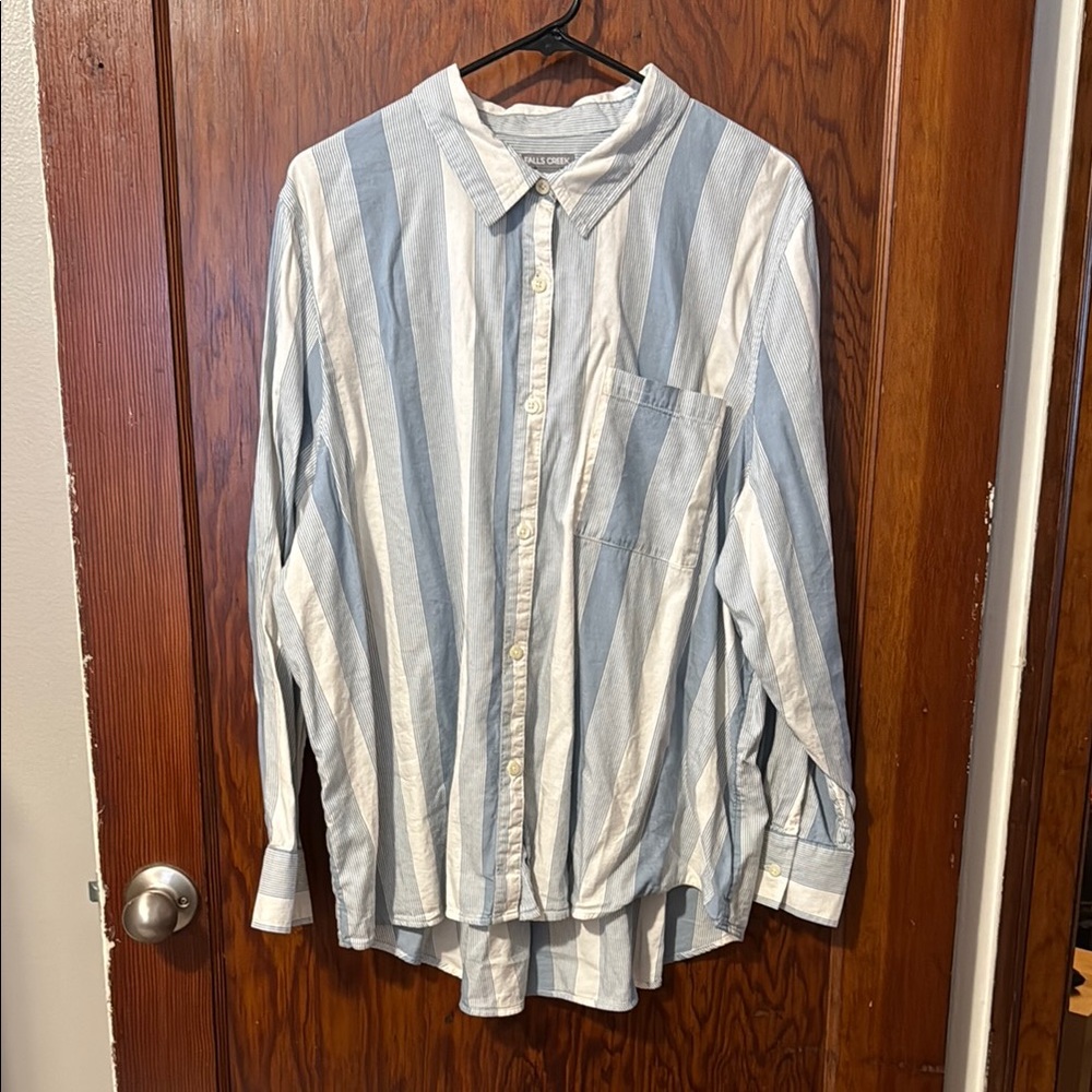 Falls Creek Blue and White Striped Shirt size 2XL